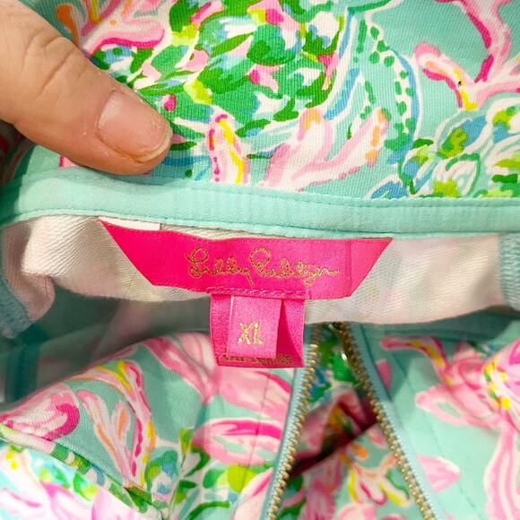Lilly Pulitzer UPF 50+ Skipper Popover Floral Pullover Sweatshirt Surf Blue XL - Picture 2 of 10